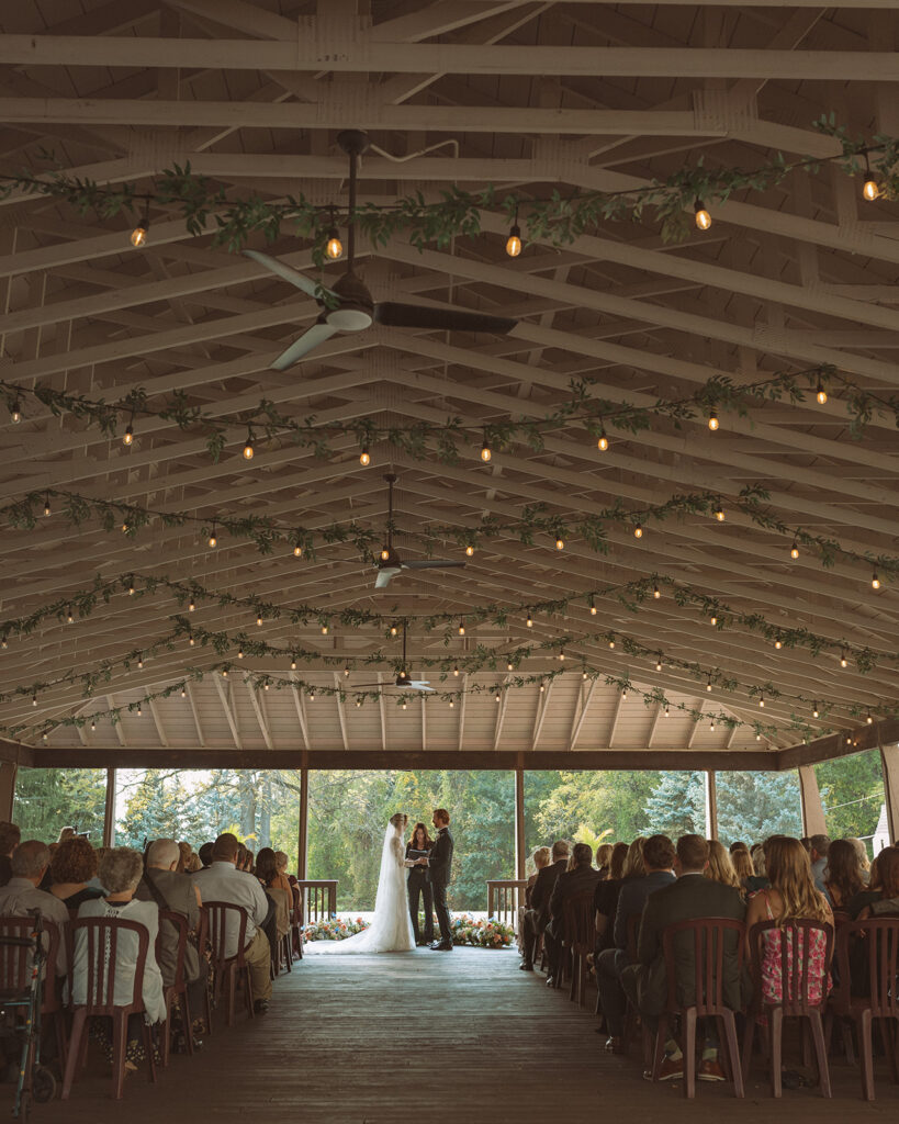 A Pine Knob Mansion wedding ceremony in the Carriage House