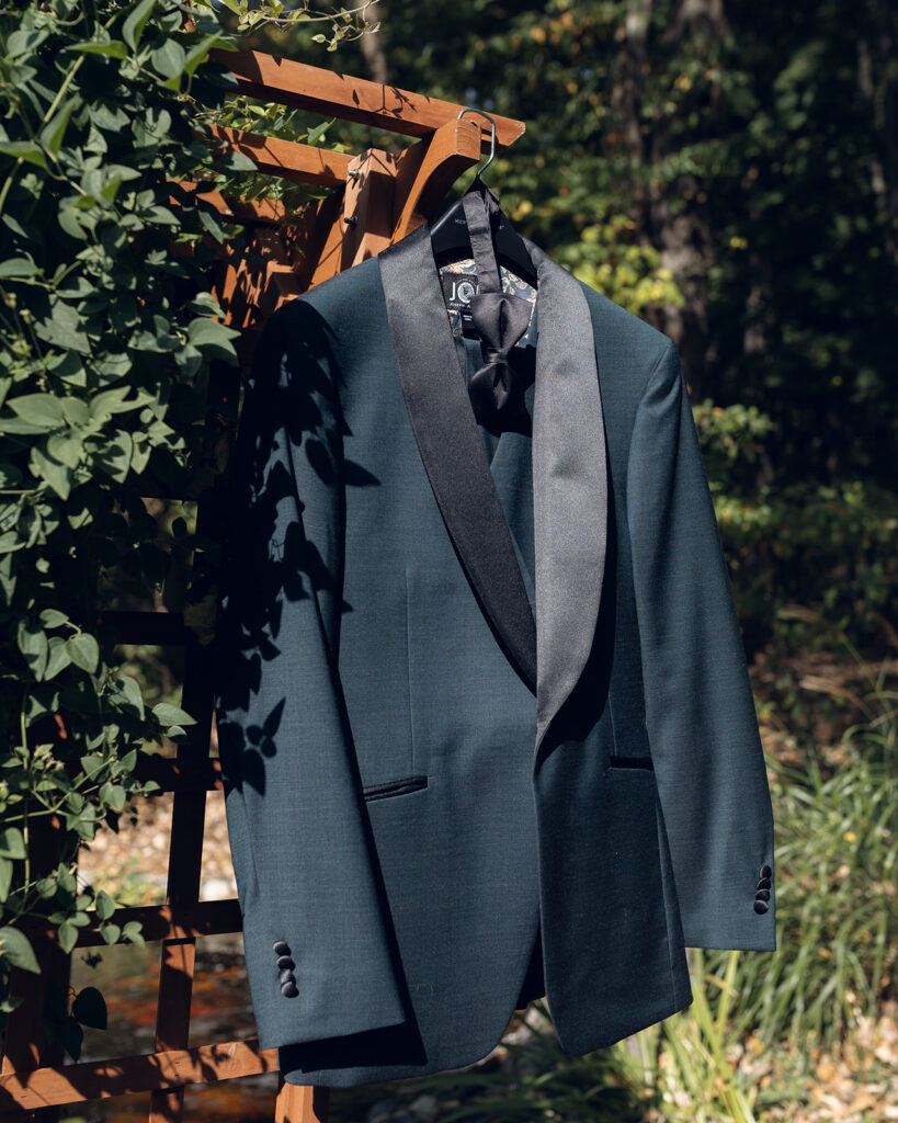 Grooms suit hanging