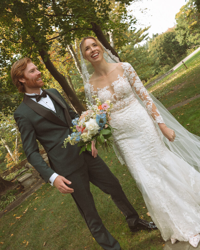 Outdoor bride and grooms portraits from a Pine Knob Mansion wedding in Clarkston, MI