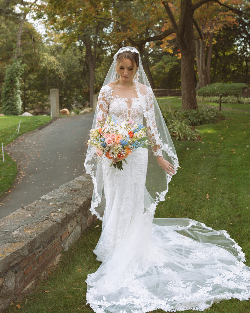 Outdoor bridal portraits from a Pine Knob Mansion wedding