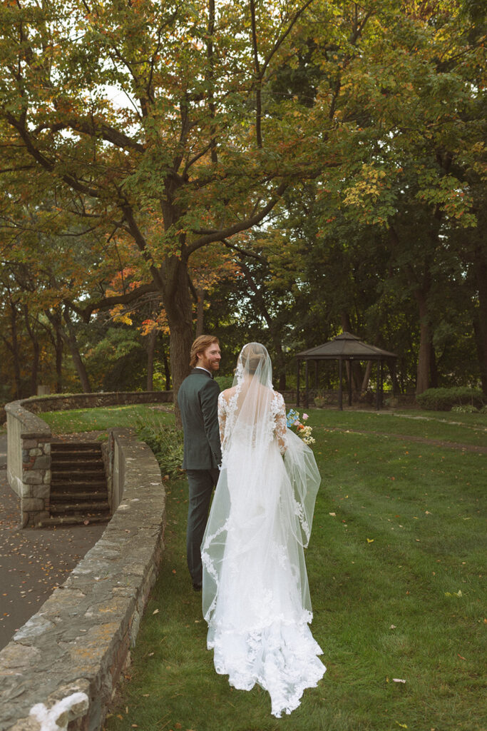 Outdoor bride and grooms portraits from a Pine Knob Mansion wedding in Clarkston, MI