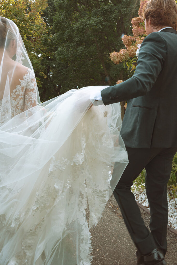 Outdoor bride and grooms portraits from a Pine Knob Mansion wedding in Clarkston, MI