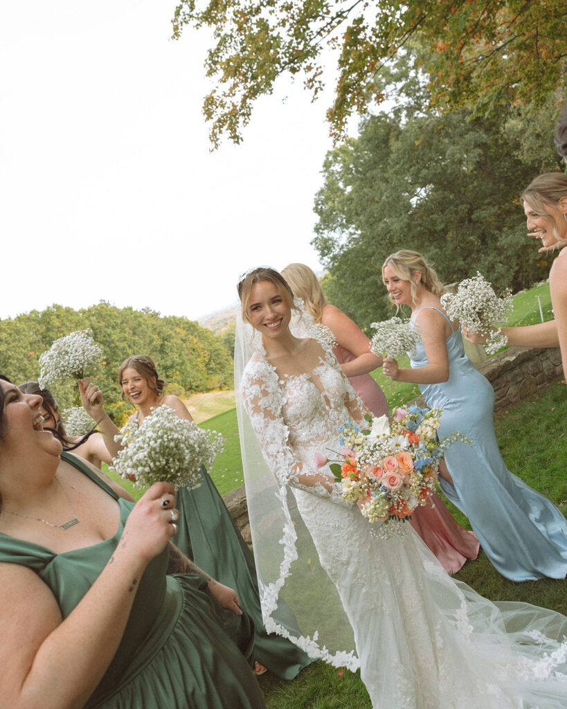 Outdoor bride and bridesmaids photos