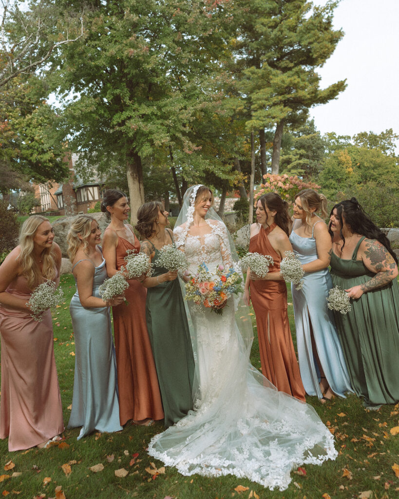 Outdoor bride and bridesmaids photos