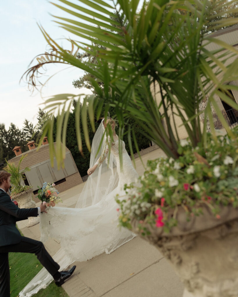 Outdoor bride and groom portraits from a Pine Knob Mansion wedding in Clarkston, Michigan