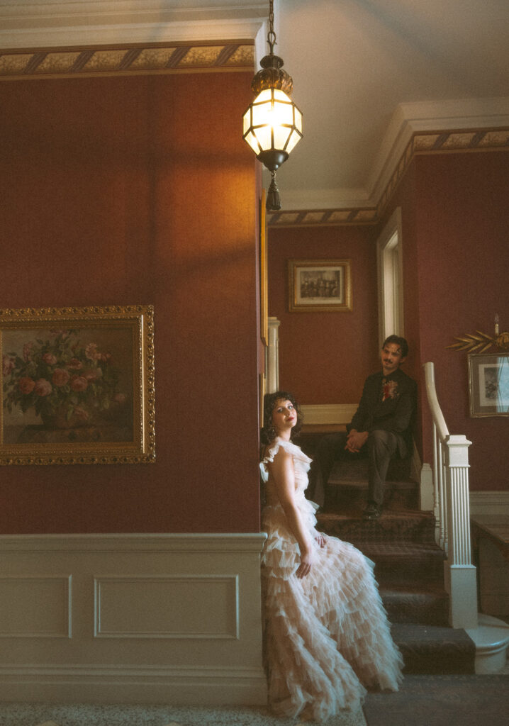 Bride and groom posing for their Grand Rapids, Michigan elopement photos