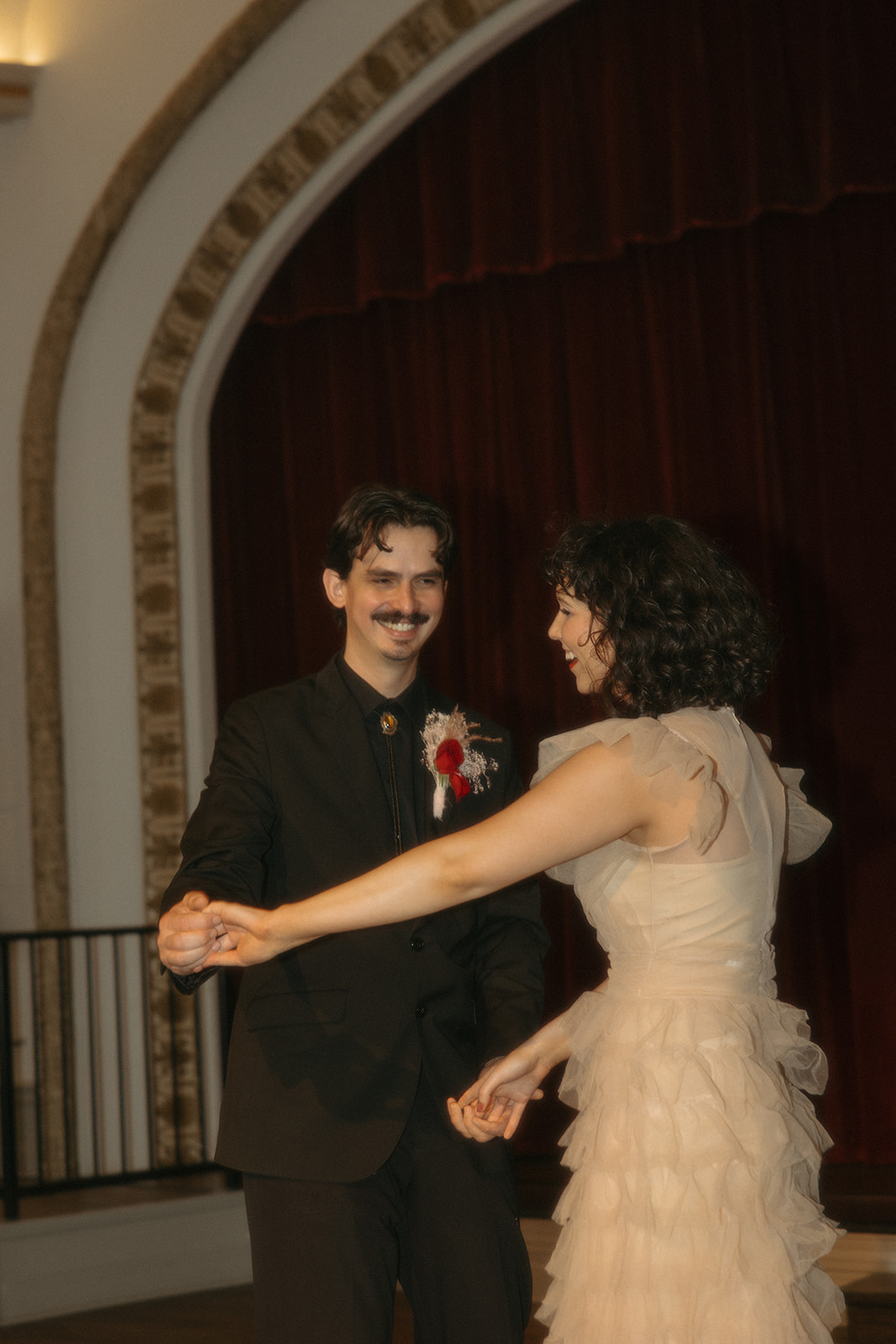 Bride and groom dancing during their Michigan elopement