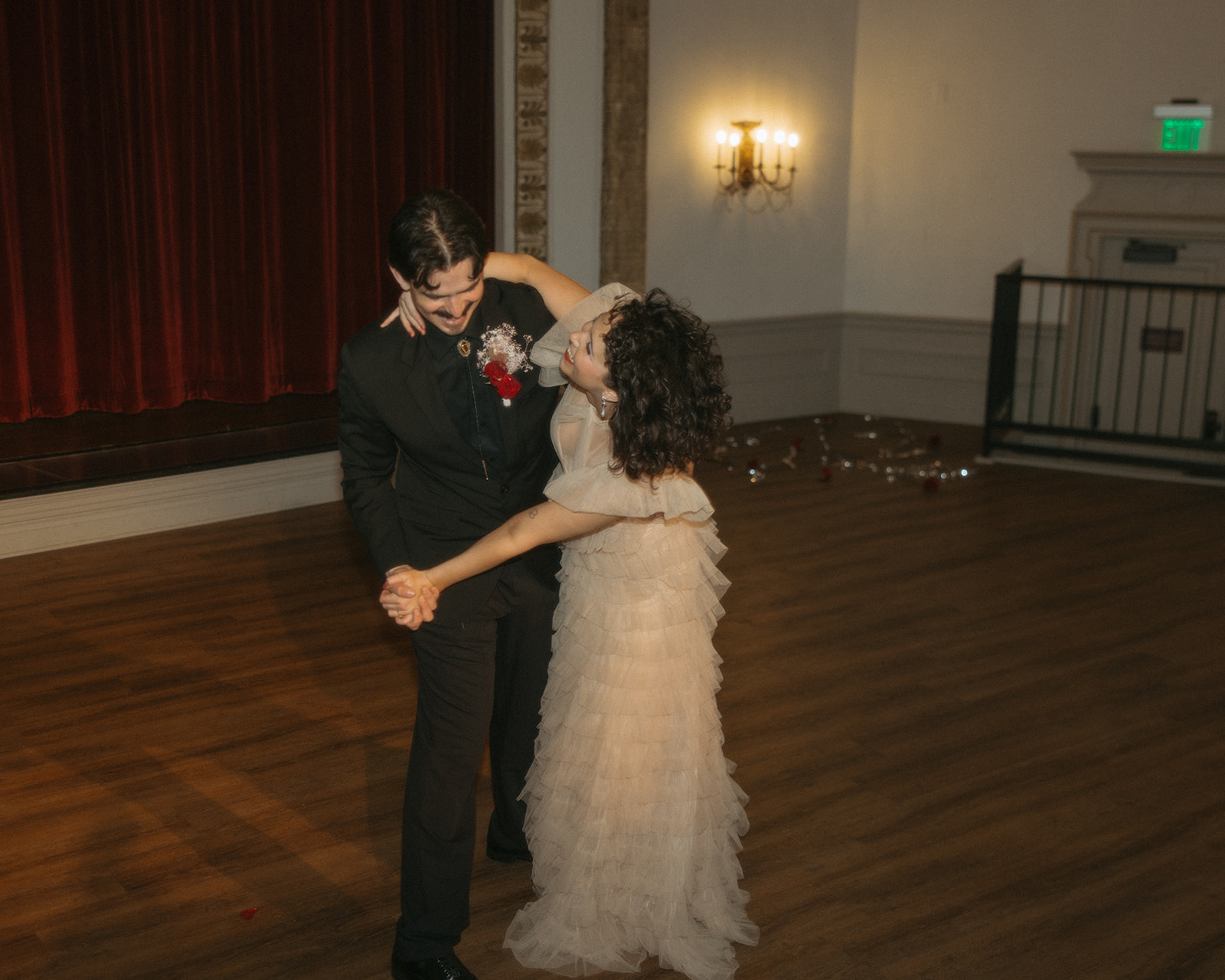 Bride and groom dancing during their Michigan elopement