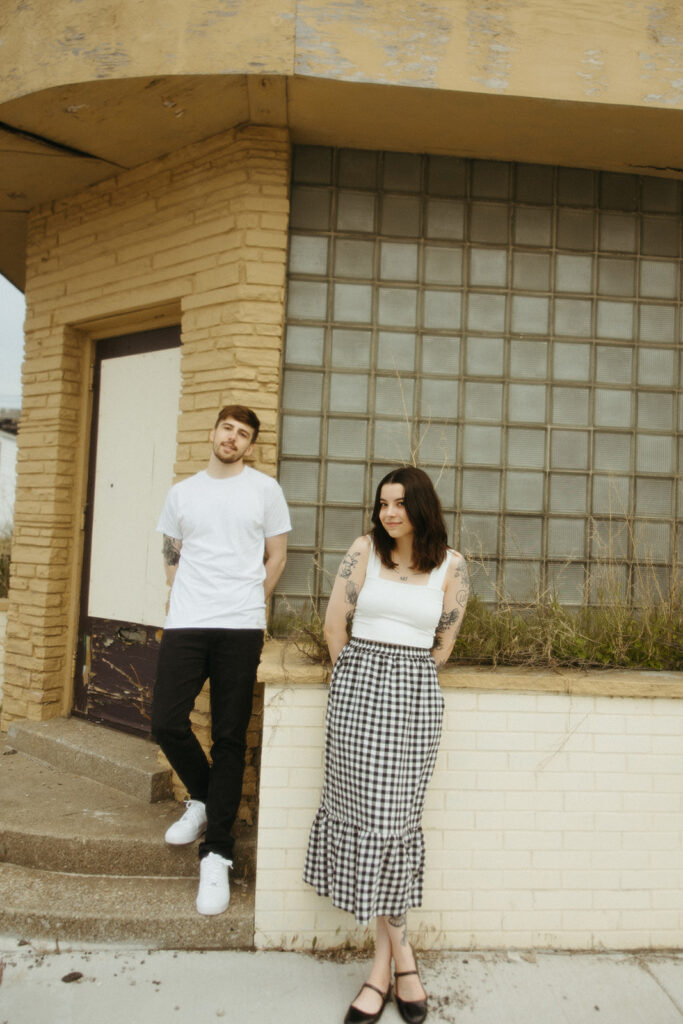 Couples downtown engagement photos in Michigan