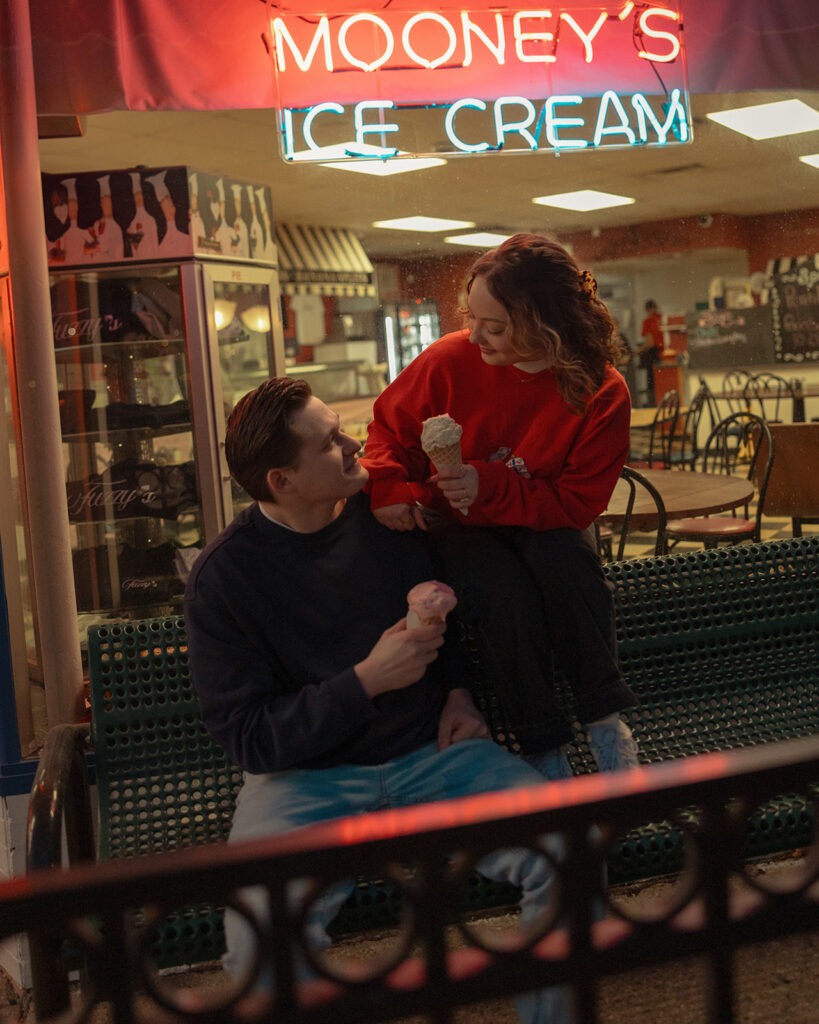 Couples ice cream shop