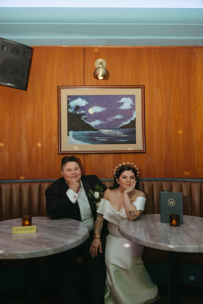 Couples portraits at Willis Show Bar in Detroit - Unique Wedding Venues in Michigan
