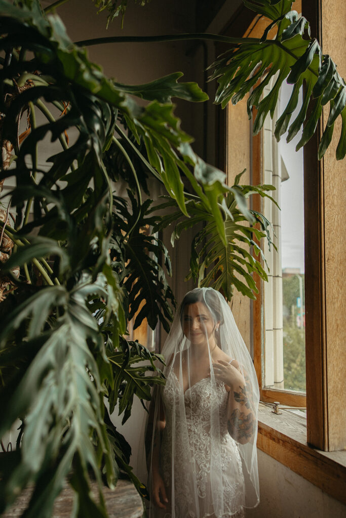 Indoor bridal portraits at Jam Handy wedding venue in Detroit, Michigan - Unique Wedding Venues in Michigan