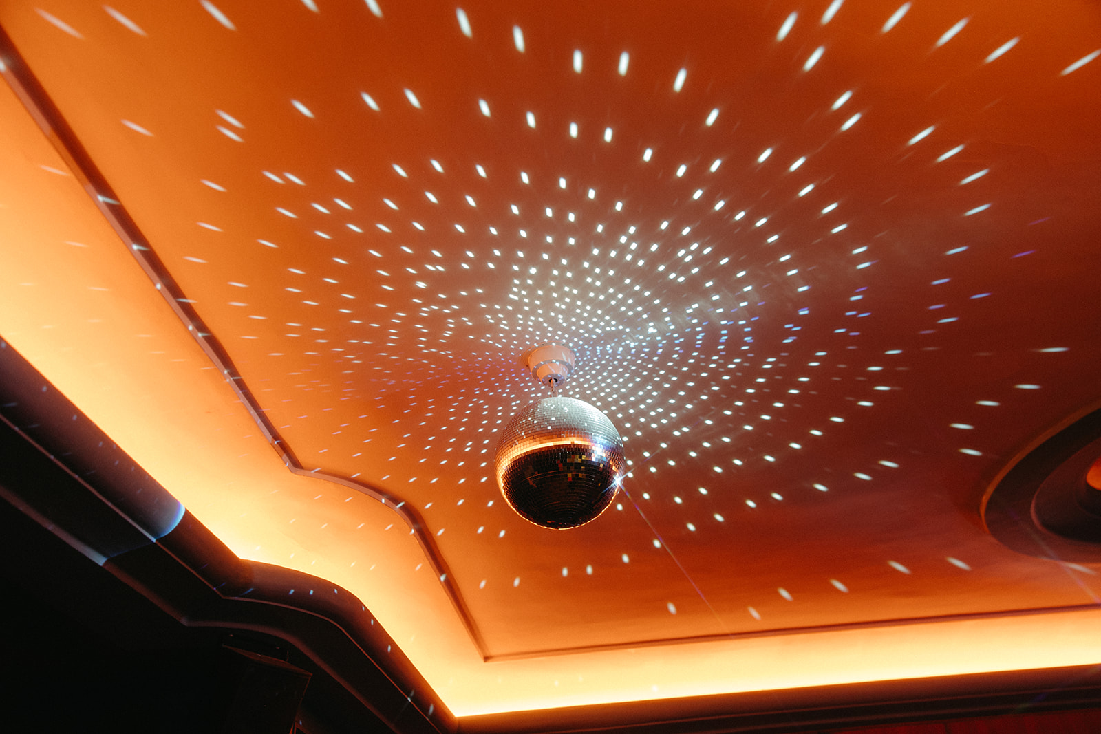 Disco ball hanging at Willis Showbar in Detroit, Michigan - Unique Wedding Venues in Michigan