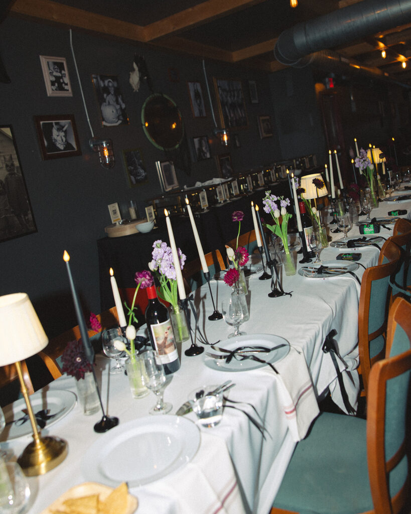 An intimate chic vintage wedding reception at Unionwood Shop in Clarkston, Michigan.