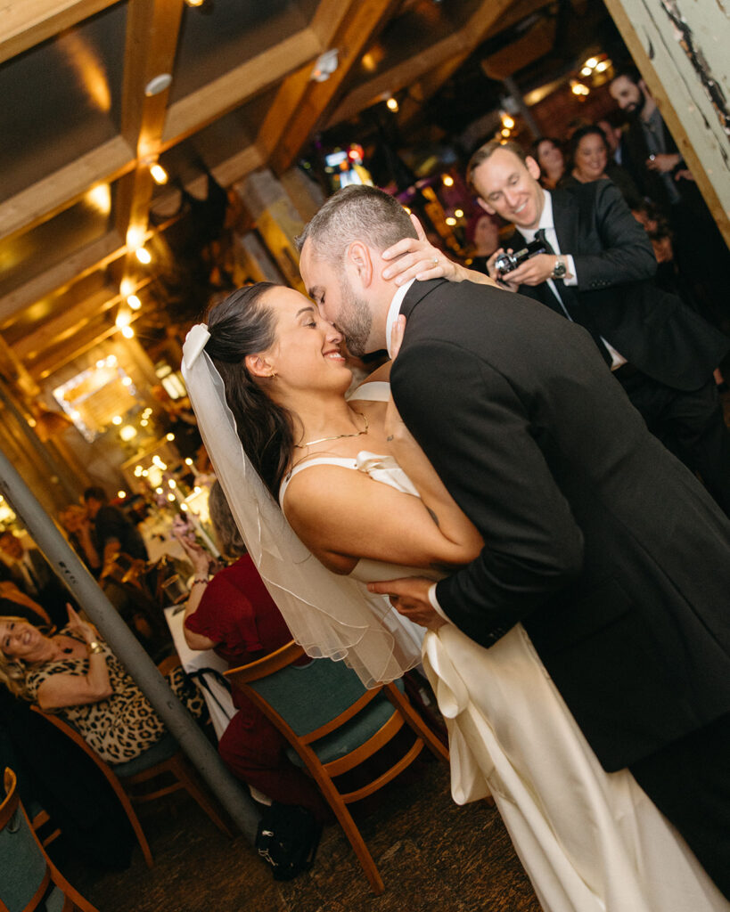 Bride and groom sharing a first dance,
