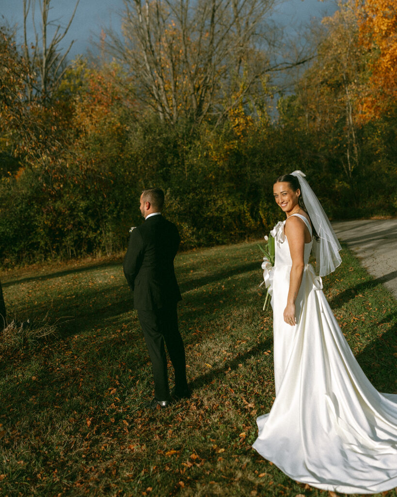Bride and groom just before sharing a first look.